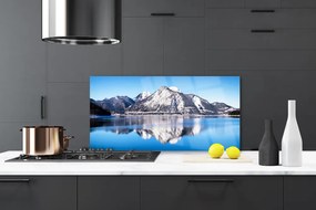 Dekor Szklany do Kuchni Błękitne Jezioro Wśród Szczytów