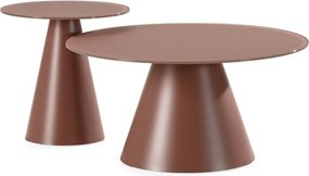 Brązowe okrągłe stoliki zestaw 2 szt. ze szklanym blatem ø 80 cm Vida – MOME