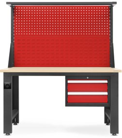 Biurko warsztatowe LOGAN, 1500 x 1700 x 750 mm, antracytowo-czerwone