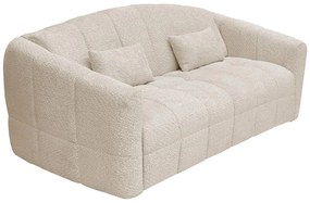Kanapa 3-osobowa z systemem szybkiego rozkładania z kremowej tkaniny bouclette - miejsce do spania 140 cm - materac 13 cm z pamięcią kształtu - RETUNA