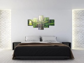 Obraz - drewniane schody w lesie (125x70 cm)