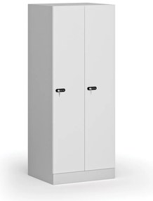 Szafa ubraniowa obniżona 2-drzwiowa, 1500 x 600 x 500 mm, demontaż, zamek mechaniczny z kodem, drzwi laminowane, biała