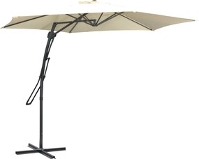 Outsunny Parasol tarasowy Ø293cm z bocznym uchwytem, podstawa krzyżowa, wodoodporny, kremowy | Aosom PL