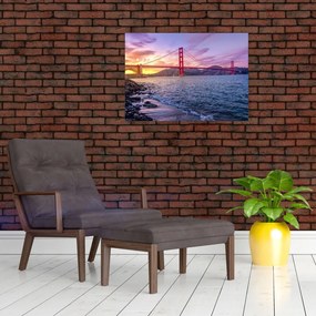 Obraz mostu z zachodem słońca (70x50 cm)