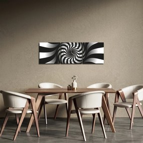 Abstrakcyjny obraz czarno - białej spirali (z zegarem) (90x30 cm)