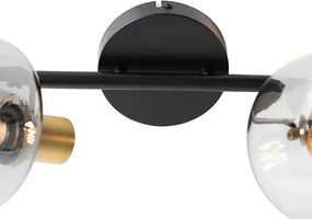 Plafon z reflektorami czarny ze złotem z dymionym szkłem 2-światła - Zuzanna