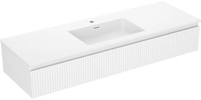Mexen Rivel szafka łazienkowa 140 cm z umywalką Otis, 1 szuflada, ryflowana , biała mat - 91A20-14023-1-BF01-W18M01