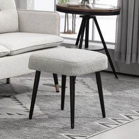 HOMCOM Stołek, Podnóżek, Siedzisko z Wypełnieniem, Wygląd Kaszmiru, Nogi Stalowe, 42 x 42 x 47 cm, Jasnoszary