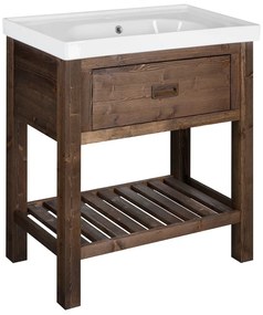 Brązowa szafka bez umywalki z litego drewna świerkowego 76x83 cm Brand – Sapho