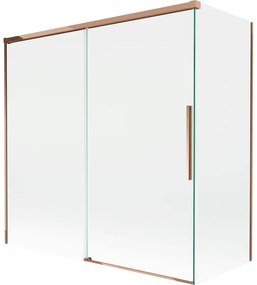 Mexen Rox parawan nawannowy 2-skrzydłowy rozsuwany 160 + 80 x 150 cm, transparent, różowe złoto - 8C9-160-080-60-00
