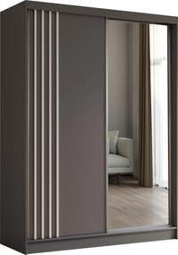 Szafa Przesuwna NELVIA 160 cm z Lustrem Szafa Dwudrzwiowa Szara