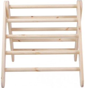 Domek z drabinką dla dzieci 60x61 cm składaną do pokoju. drewno, len, wiskoza, szaroniebieski domek, naturalna drabinka. - meowbaby®