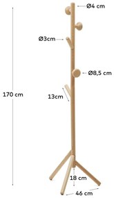 Wieszak z litego drewna bukowego w naturalnym kolorze 46x170 cm Nadue – Kave Home