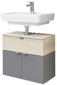 Szara/w naturalnym kolorze wisząca szafka bez umywalki w dekorze sosny 53x60 cm Quickset 394 – Pelipal
