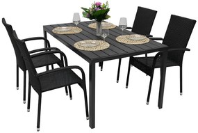 Zestaw rattanowy ogrodowy SIENA 1 + 4 (różne długości) stół 205x90 cm