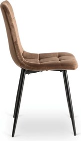 Krzesło Tapicerowane do Jadalni PERU Brązowe Welurowe Nowoczesne Loft