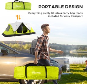 Namiot kempingowy Outsunny, 2 pomieszczenia, ścianka działowa, dla 6 osób, ochrona przed deszczem, ciemnozielony