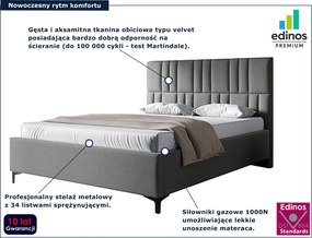 Ciemnoszare łóżko z zagłówkiem i pojemnikiem 4 rozmiary F0-A38