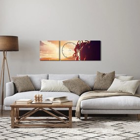 Obraz -Wspinacze (z zegarem) (90x30 cm)