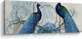 Obraz - Pawie tekstury (z zegarem) (90x30 cm)