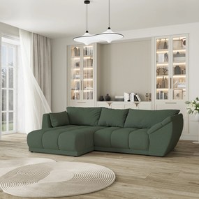 Masseno Narożnik ORENTI z funkcją spania i pojemnikiem na pościel Narozniki L, Rozkładana sofa - Zielony, QUELLE 37