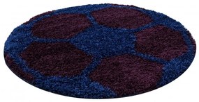 Dywan dziecięcy Shaggy Fun granatowy piłka 120 cm x 120 cm koło