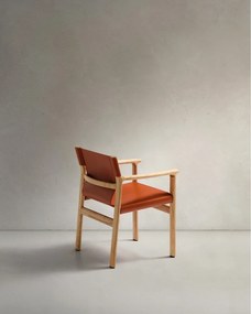 Koniakowe krzesło z litego drewna jesionowego z podłokietnikami Jan – Kave Home