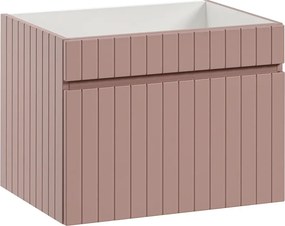 Różowa szafka pod umywalkę 60 cm z lamelami E0-G81