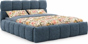 Niebieskie łóżko tapicerowane boucle 5 rozmiarów H8-D36