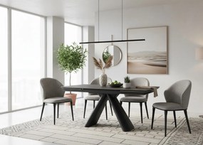 Stylowe krzesło Siena tapicerowane miękką tkaniną w odcieniu szarości. Miękkie siedzisko, zaokrąglone oparcie i metalowe nogi łączą nowoczesny wygląd z wyjątkowym komfortem.