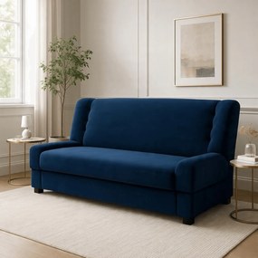 Sofa z Funkcją Spania PIANO Rozkładana Wersalka Dwuosobowa Granatowa Nowoczesna do Salonu