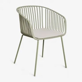 Zestaw 4 Krzeseł Jadalnianych Z Podłokietnikami Ze Stali I Polipropylenu Aradina Zielony Lauerl - Sklum