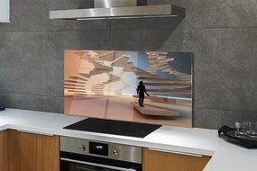 Panel szklany do Kuchni Przestrzenna Konstrukcja Schodów