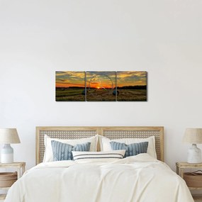 Obraz - Wiejskie bale (z zegarem) (90x30 cm)