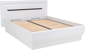 Łóżko Drewniane Dwuosobowe 160x200 cm z Pojemnikiem IVORY Białe Nowoczesne