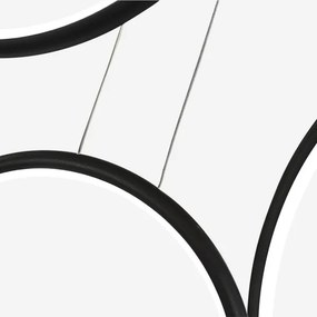 Szeroka lampa wisząca do salonu Ledowe Okręgi No.8 w stylu designerskim czarna
