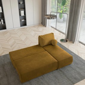 Masseno Narożnik PARVELO z funkcją spania i pojemnikiem na pościel Narozniki L, Rozkładana sofa - Żółty, POSO 01 + KRONOS 01