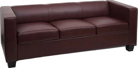 Sofa 3-osobowa Lille,  sztuczna skóra, czerwono-brązowa