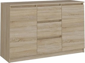 Komoda Malwa 2D3S | Dąb Sonoma | 120x40x75 cm | 2 Drzwi 3 Szuflady