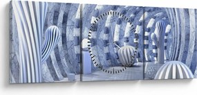Obraz - abstrakcja 3D (z zegarem) (90x30 cm)