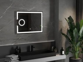 Mexen Onyx lustro łazienkowe podświetlane z lusterkiem kosmetycznym 80 x 60 cm, LED 6000K, antypara - 9813-080-060-611-00