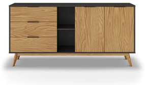 Czarno-naturalna niska komoda z drewna sosnowego 165x80 cm Lavis – Marckeric