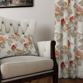 Zasłona dekoracyjna podkład oxford kwiaty motyw florystyczny - szer. 150 cm