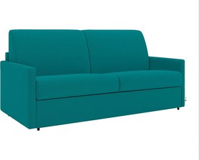 Kanapa 4-osobowa rozkładana typu express z tkaniny - Kolor: turkusowy - Pow. spania: 160 cm - Materac 18 cm CALIFE