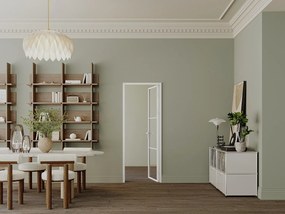 Drzwi kompletne dwustronne z aluminium i szkła hartowanego - wys. 204 x szer. 73 cm - Biały - MASERU