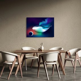 Obraz na szkle - Wieloryb w kosmosie (70x50 cm)
