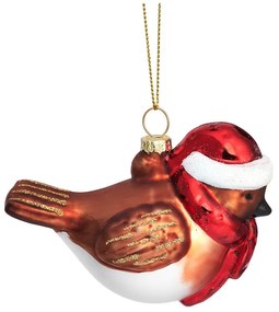 Szklana ozdoba świąteczna wykonana ręcznie 5 cm Robin – Sass & Belle