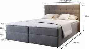 Wyprzedaż Łóżko tapicerowane boxspring GLORIEN 140x200 cm purpurowe II. jakość
