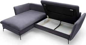Ciemnografitowa welurowa kanapa narożna rozkładana G0-T39