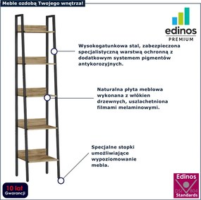 Wąski industrialny regał metalowy dąb artisan - Marinex